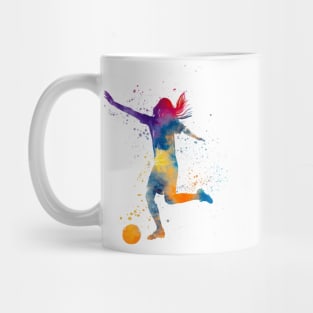 Woman footballer in watercolor Mug